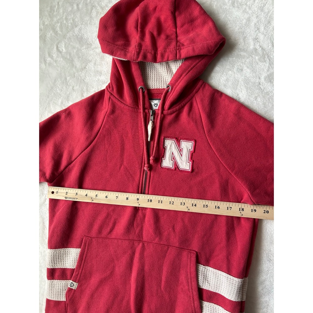 Colosseum Nebraska Cornhuskers Womens Red Waffle Stripe Quarter Zip Hoodie Small - Picture 4 of 5